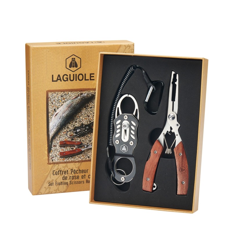 Laguiole Fiskesaks med fiskeholder. Rosentræ/stål Laguiole Fiskesaks med fiskeholder. Rosentræ/stål