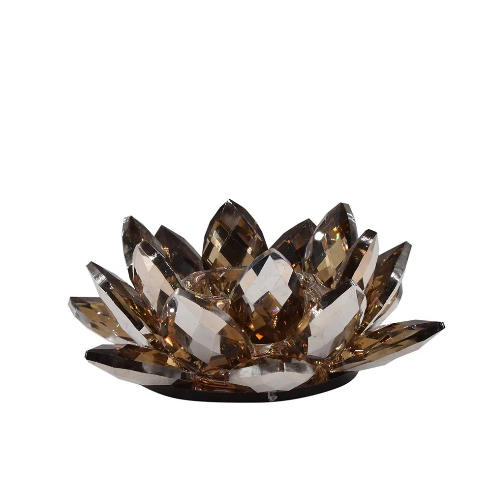 Lotusstage med spejleffekt, amber, H5/D12 cm