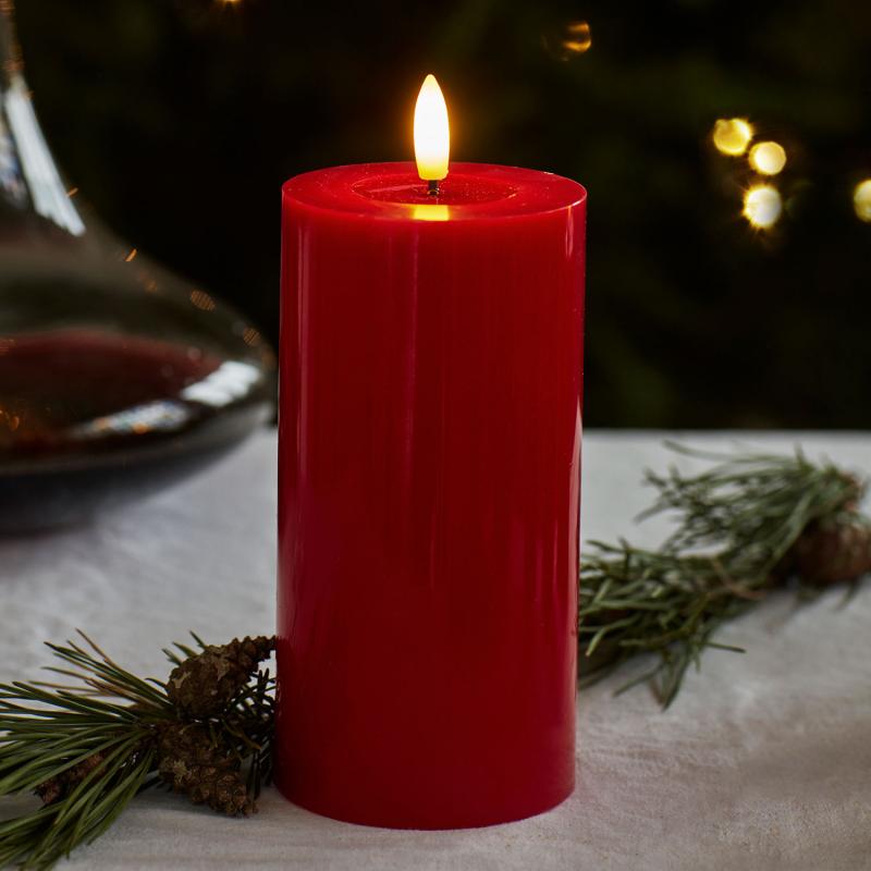 Sirius - Sille Lak Bloklys, Ø7,5 x H15 cm, Rød billede