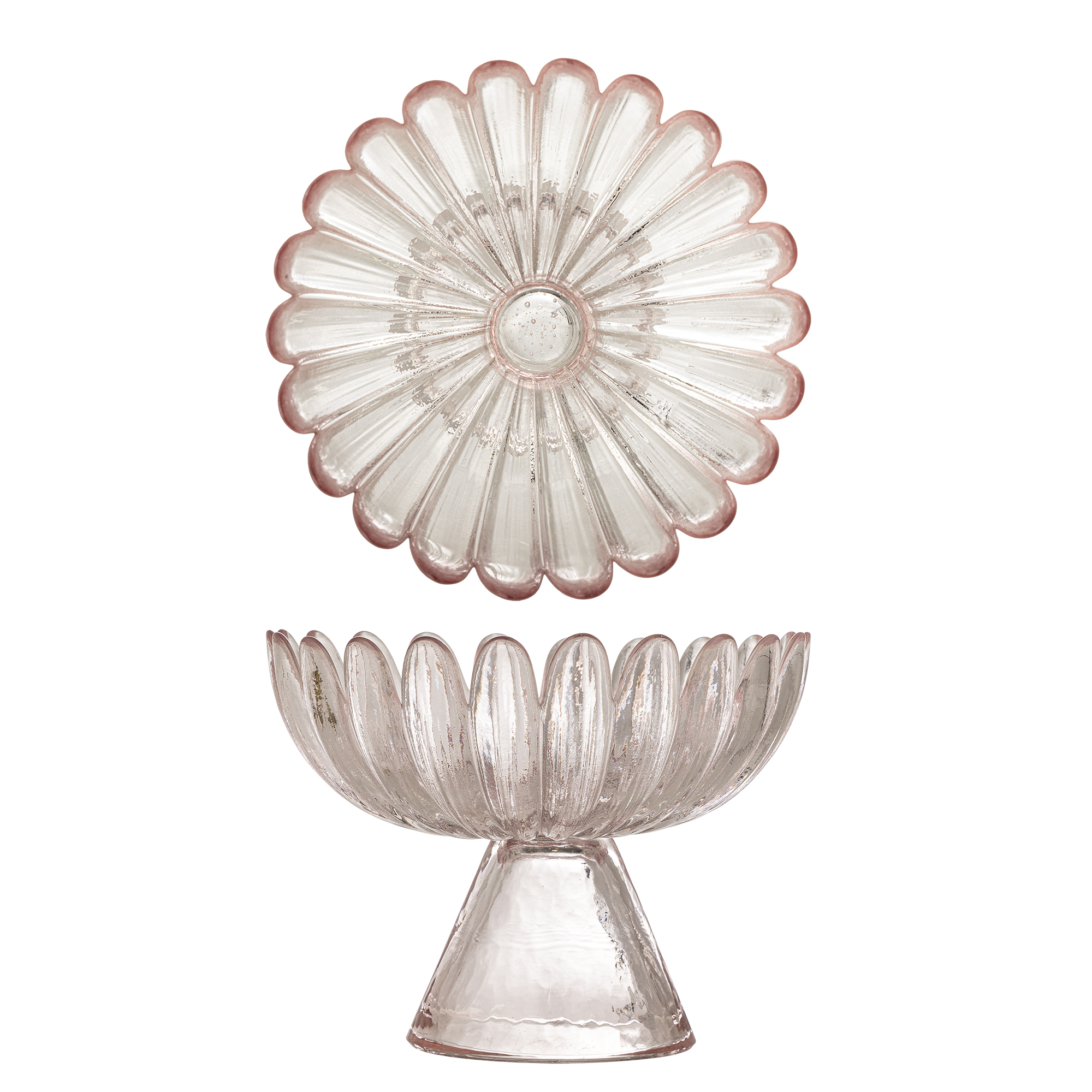 Bloomingville - Skål På Opsats - Nalu - Rosa - Glas - 13x10 Mm