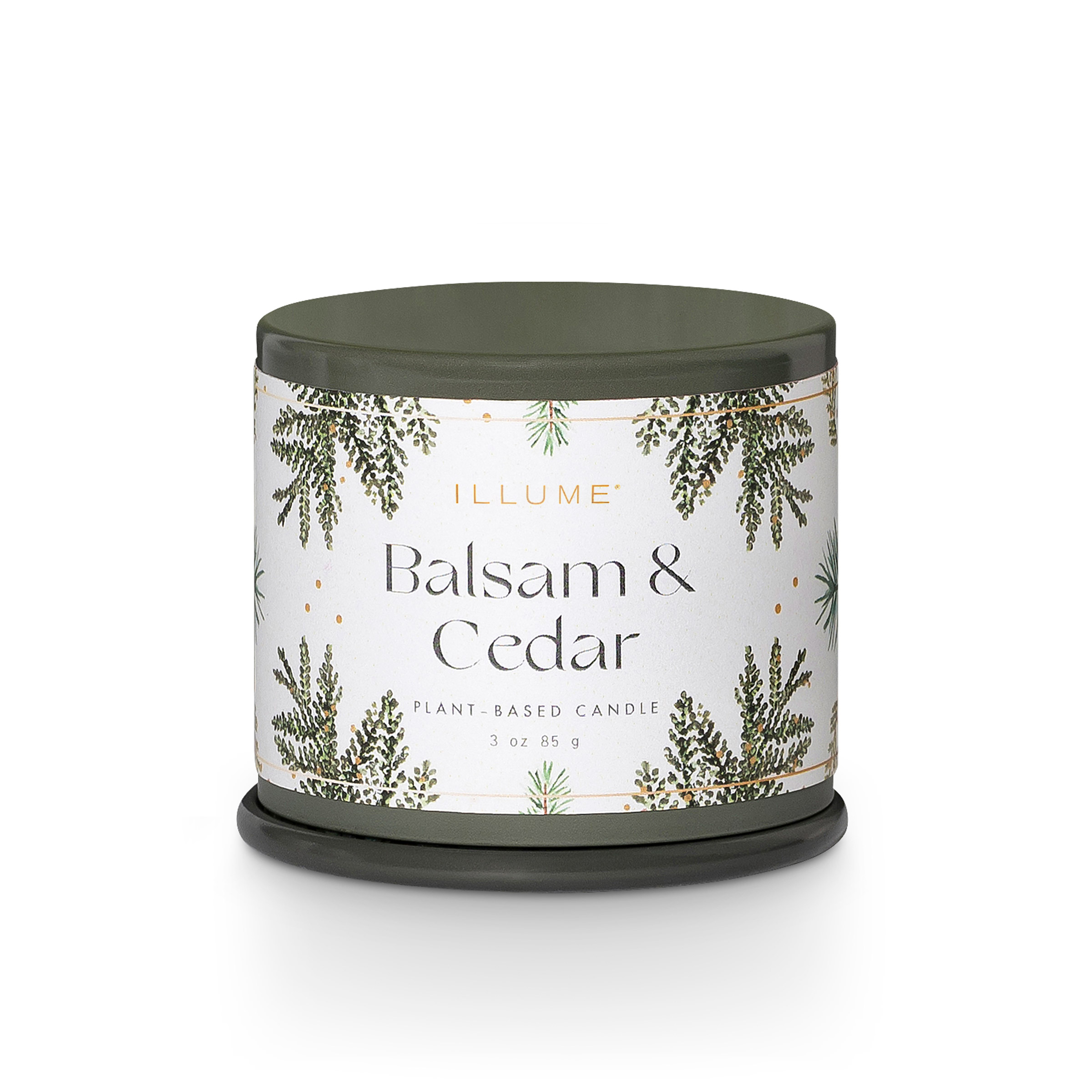 Bloomingville - Balsam & Cedar Demi Vanity Tin Duftlys, Grøn,, 85 G. - 20 Hours - D6,5xH5,7 cm