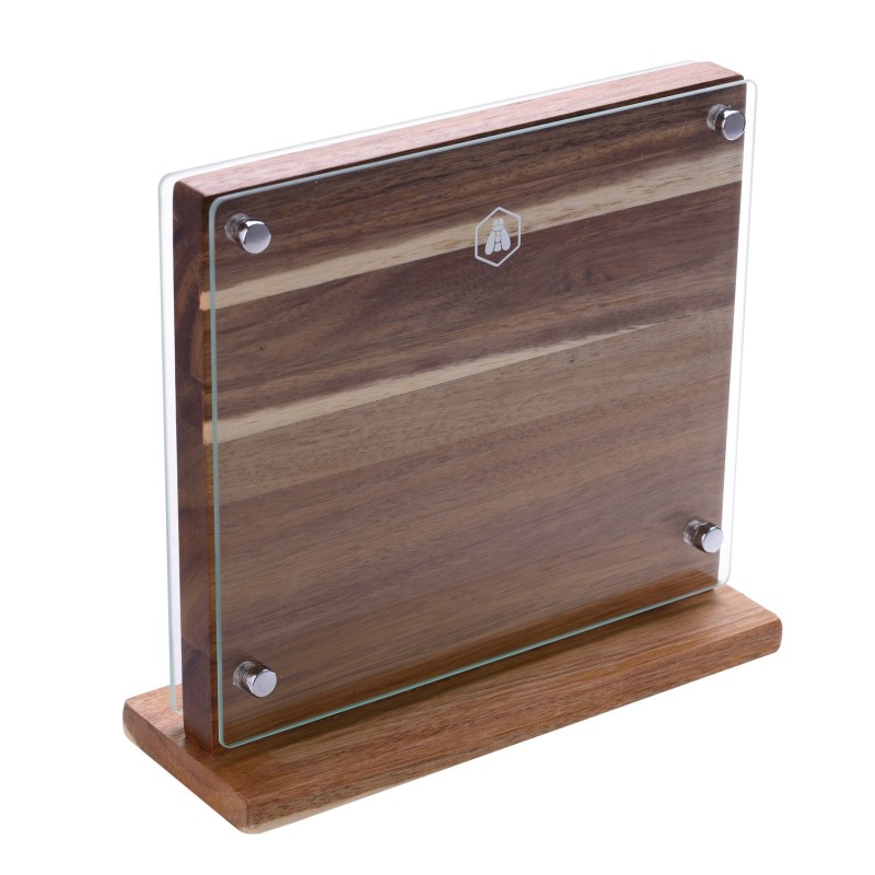 Laguiole - knivblok i akacietræ og glas