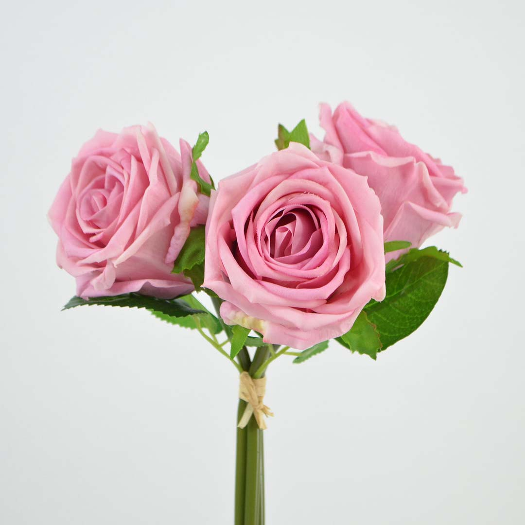 Rose bundle, natural touch, 3 srk., 29 cm, mauve