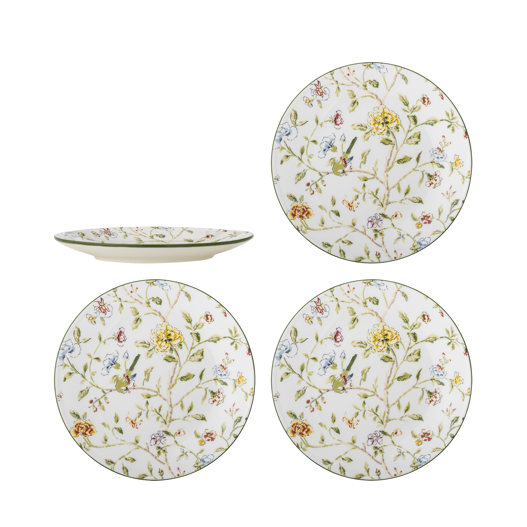 Bloomingville - Bloomie Tallerken, Multifarvet, Stentøj, D20,5xH2,5 cm, Set of 4