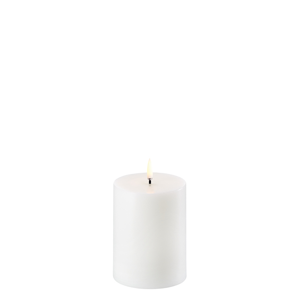 LED bloklys, Nordic white, Smooth, 7,8 x 10,1 cm