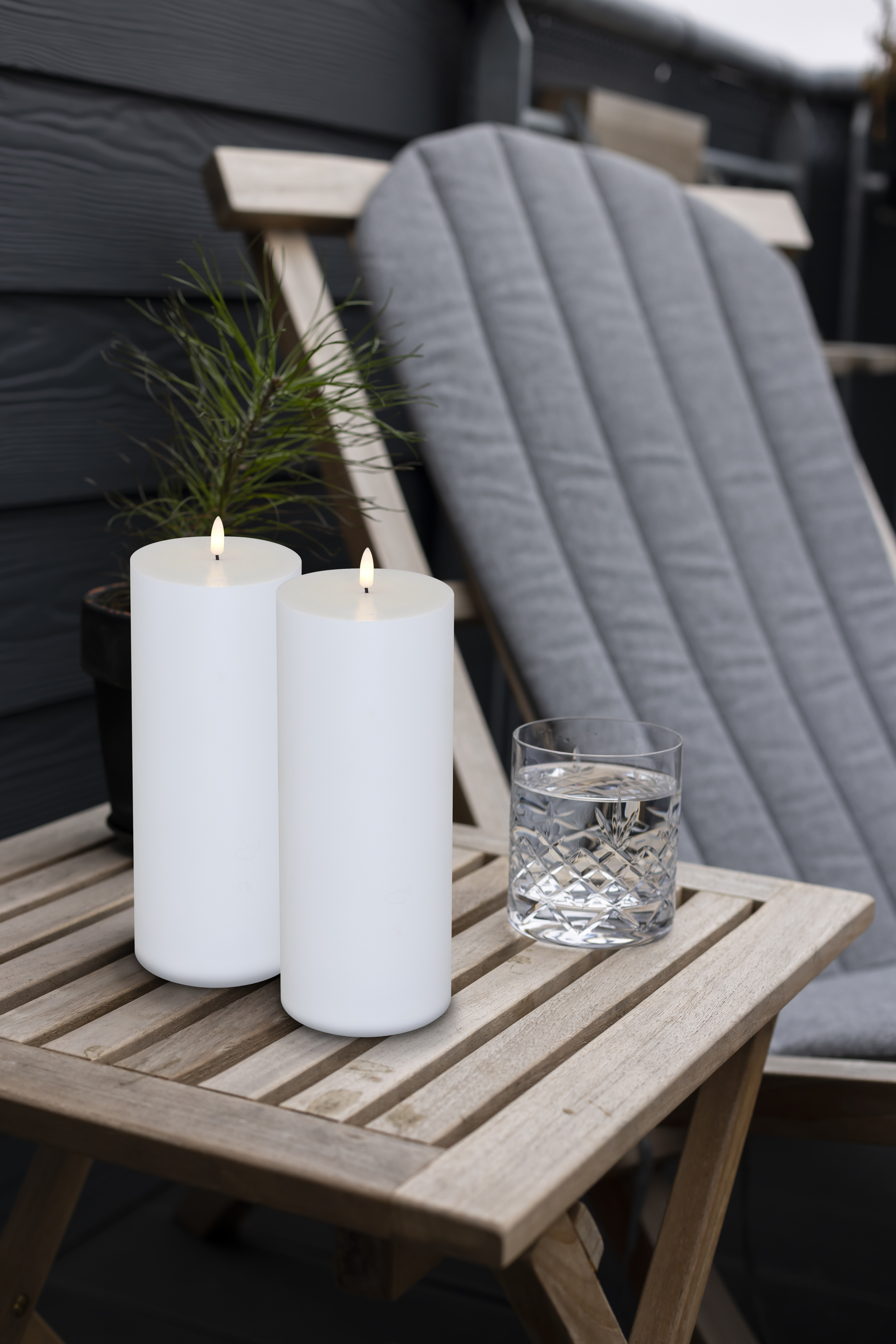 Skandi LED Bloklys Ø10 cm x H25 cm - Udendørs - 2 Pak - Hvid