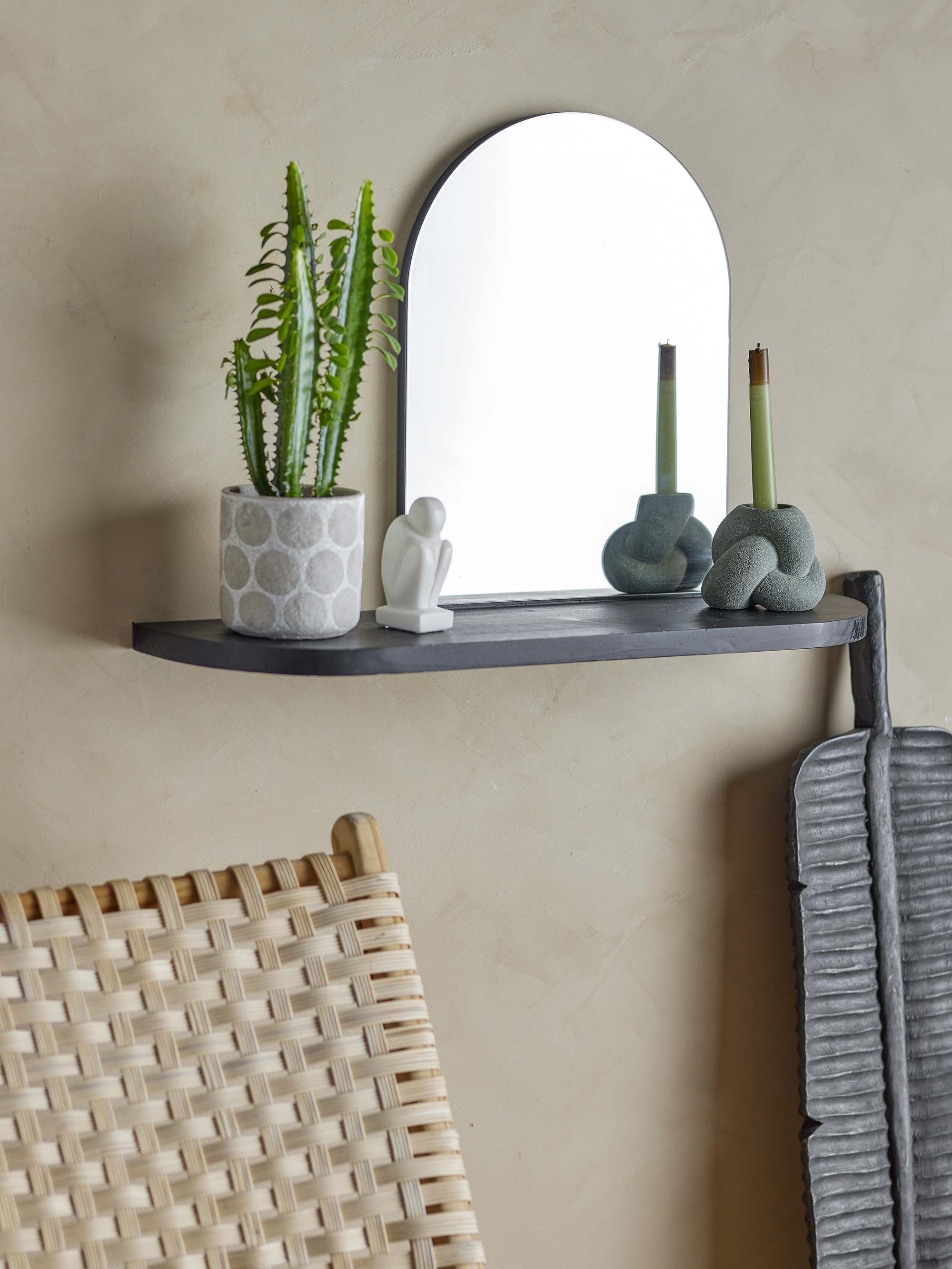 Annlie Spejl m/Hylde, Sort, MDF, L72xH48xW20 cm