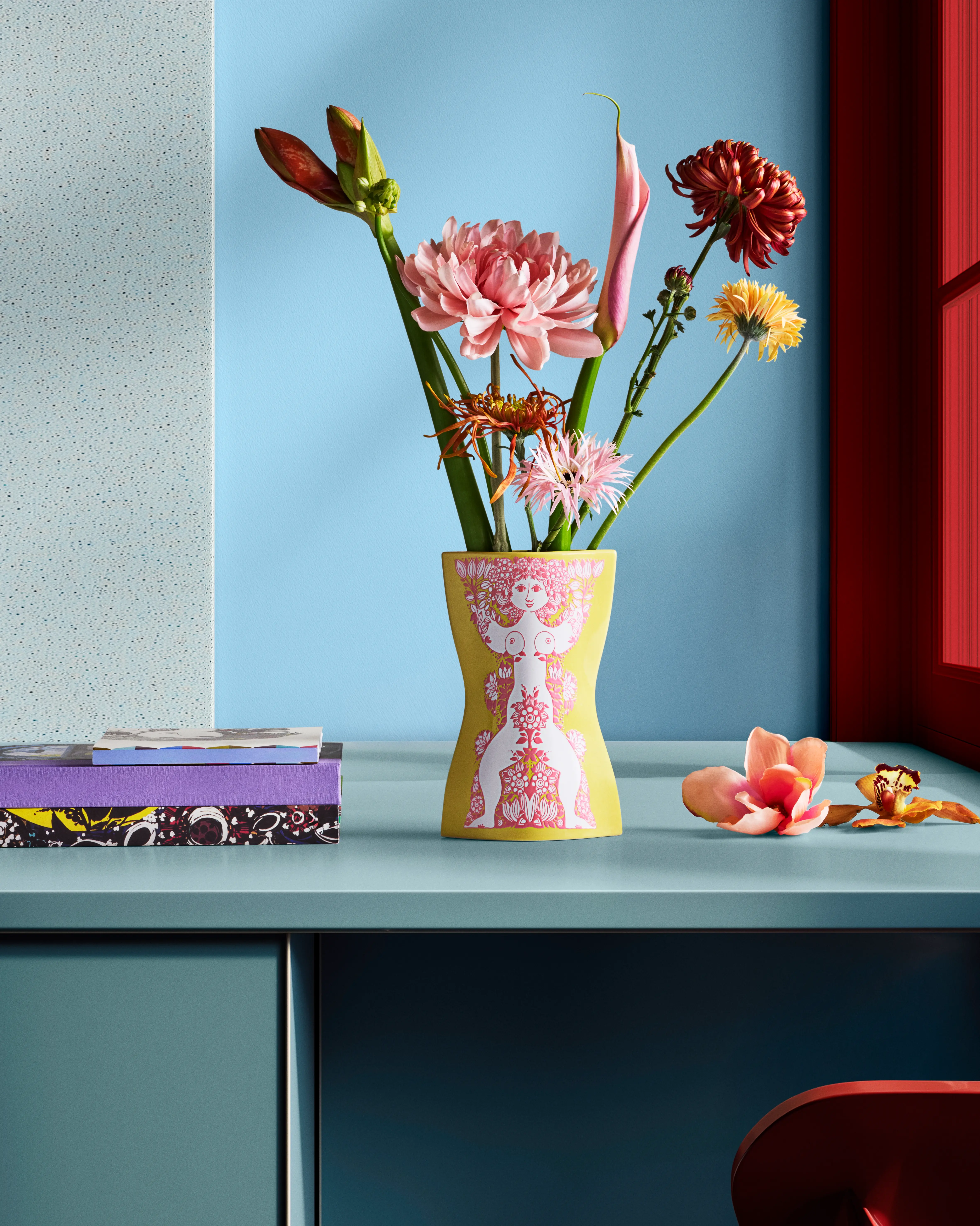 Wiinblad Nina Vase H22 cm gul/pink