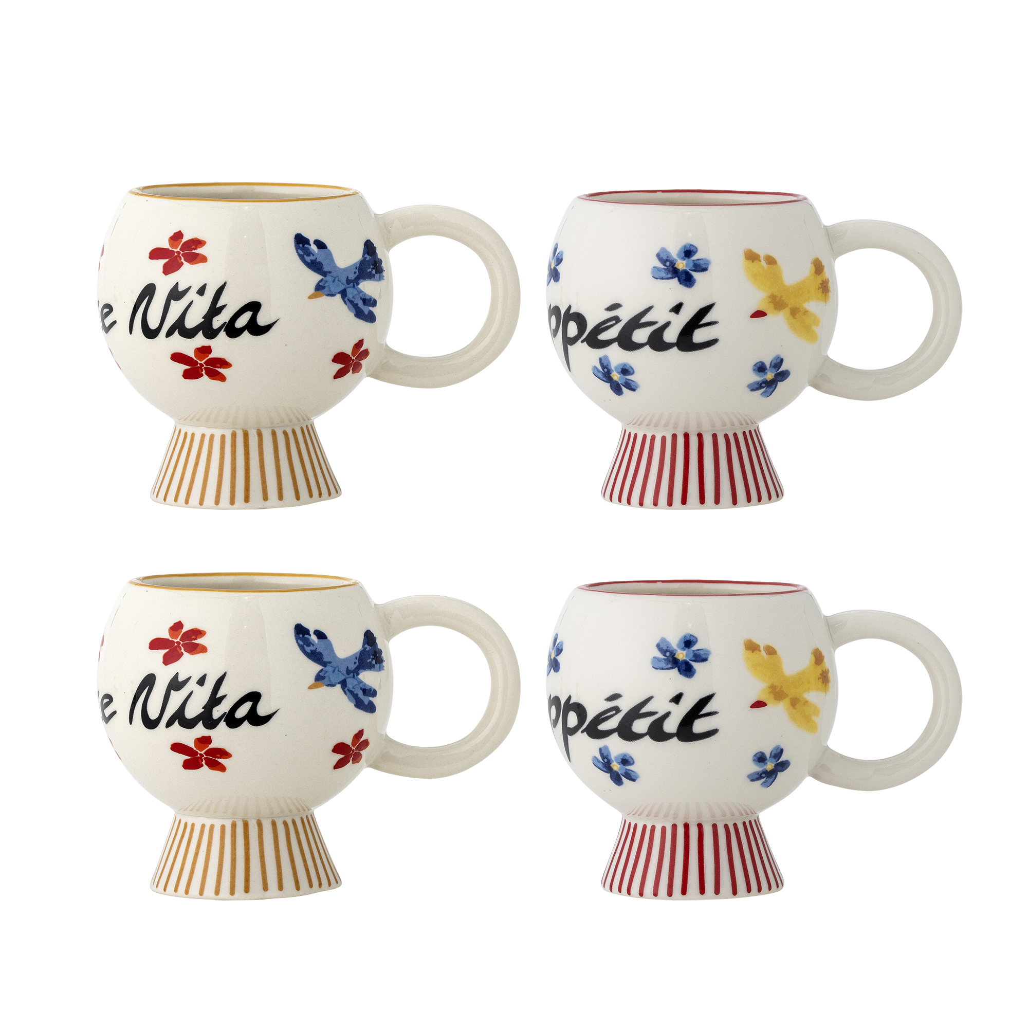 Bloomingville - Lindsay Kop, Multifarvet, Stentøj, D8,5xH9 cm, Set of 4