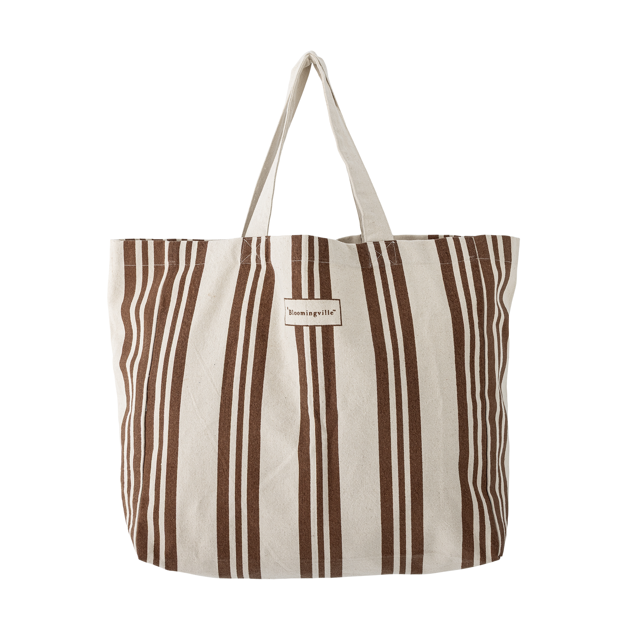 Bloomingville - Trina Indkøbspose, Brun, Bomuld OEKO-TEX®, L46xH40xW16 cm, Handle H27 cm