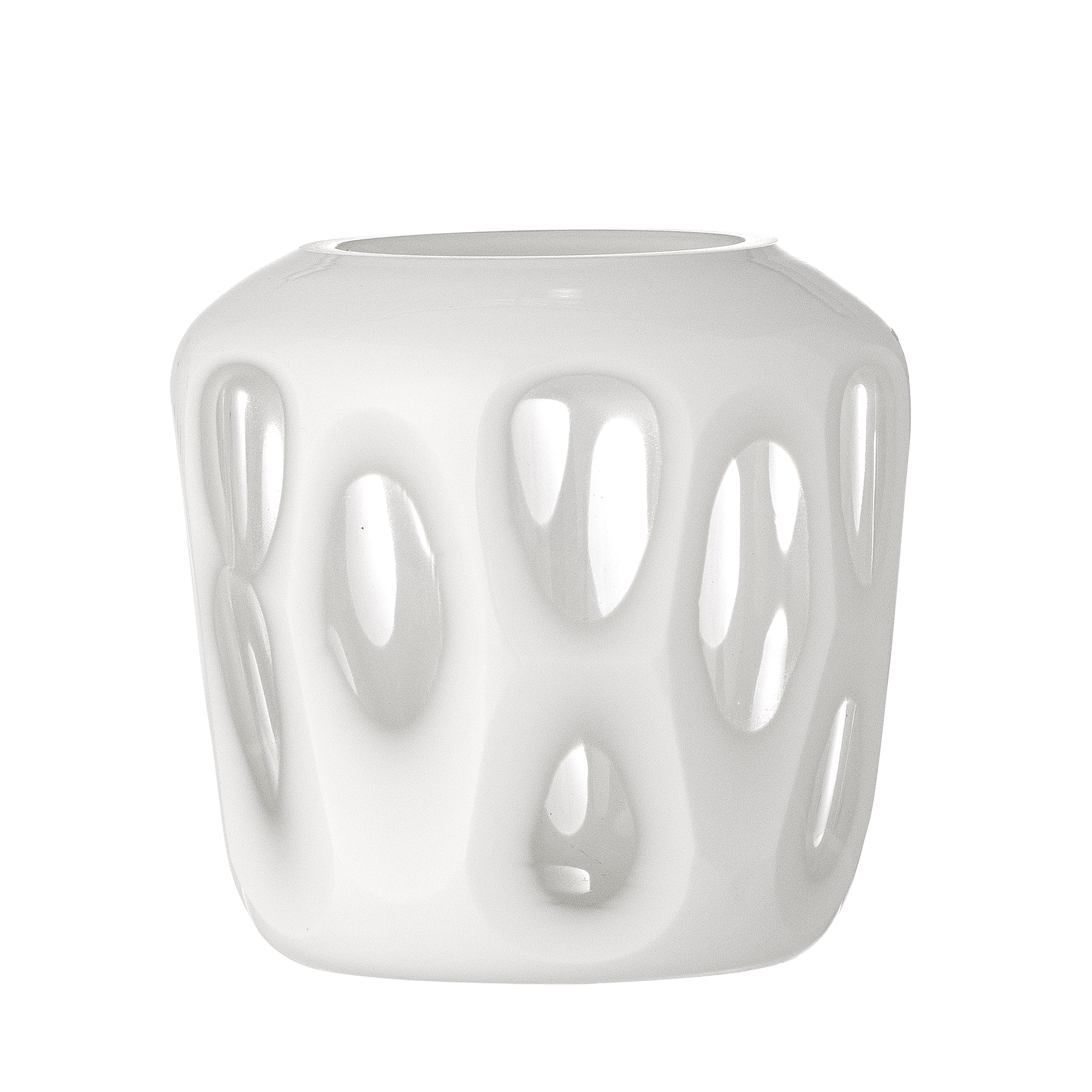 Bloomingville - Rohan Fyrfadsstage, Hvid, Genanvendt Glas, D9xH9 cm