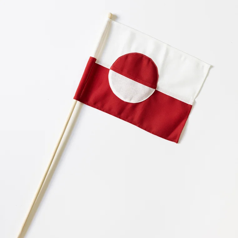 Langkilde & Søn - Stofflag på pind - 3 stk. hurraflag Grønland