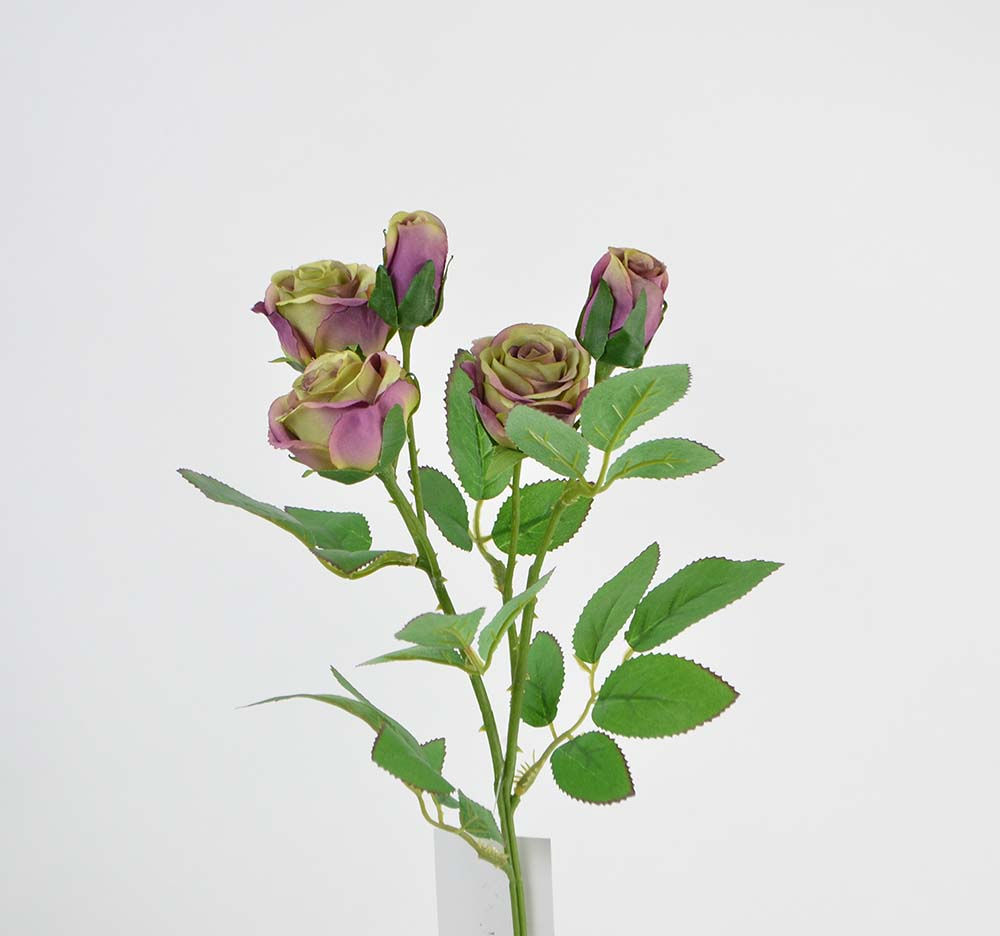 Rose branch, 43 cm, green-lavender