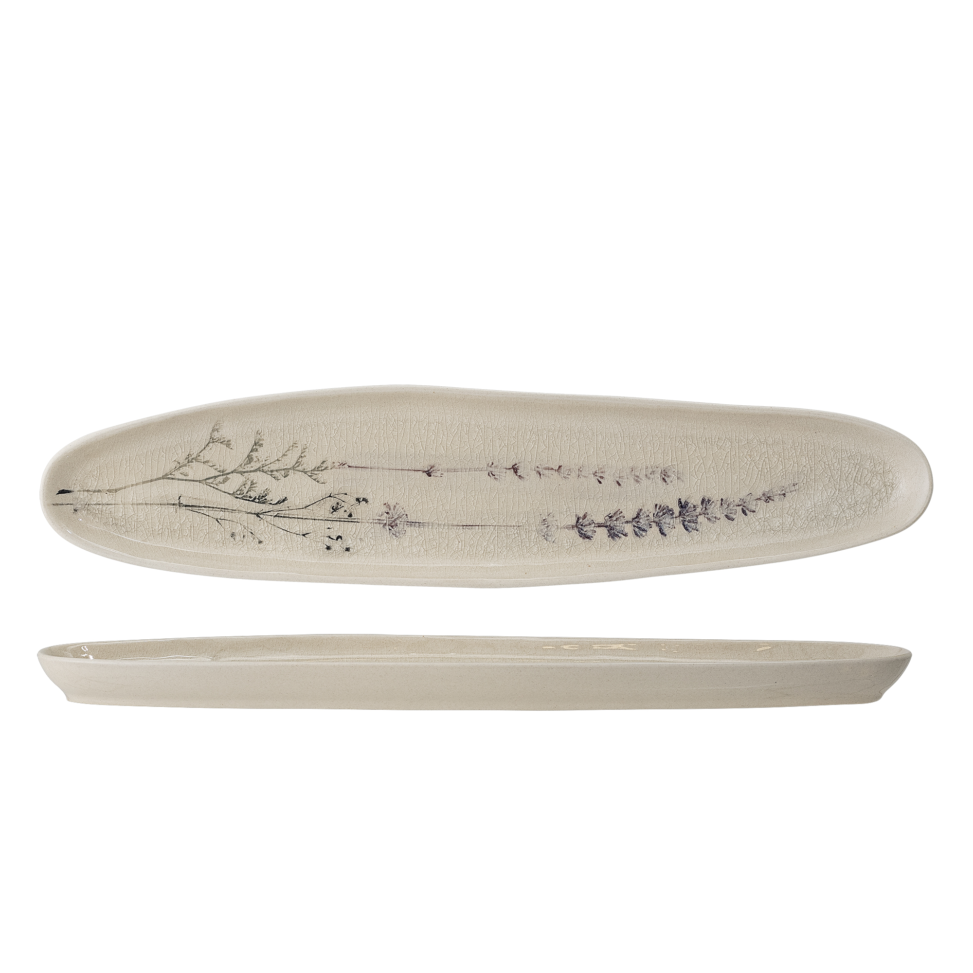 Bloomingville - Bea Serveringsfad, Natur, Stentøj, L35,5xH2xW8 cm billede