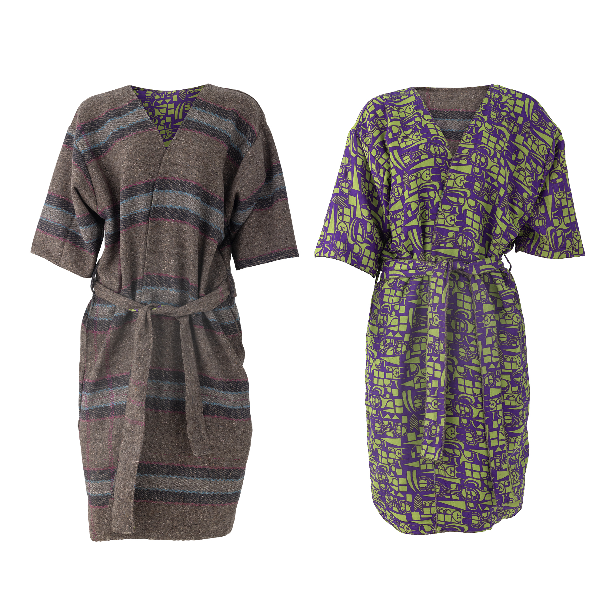 Bloomingville - Rieti Kimono, Grå, Upcycled, D70xH110xW120 cm, One Size billede