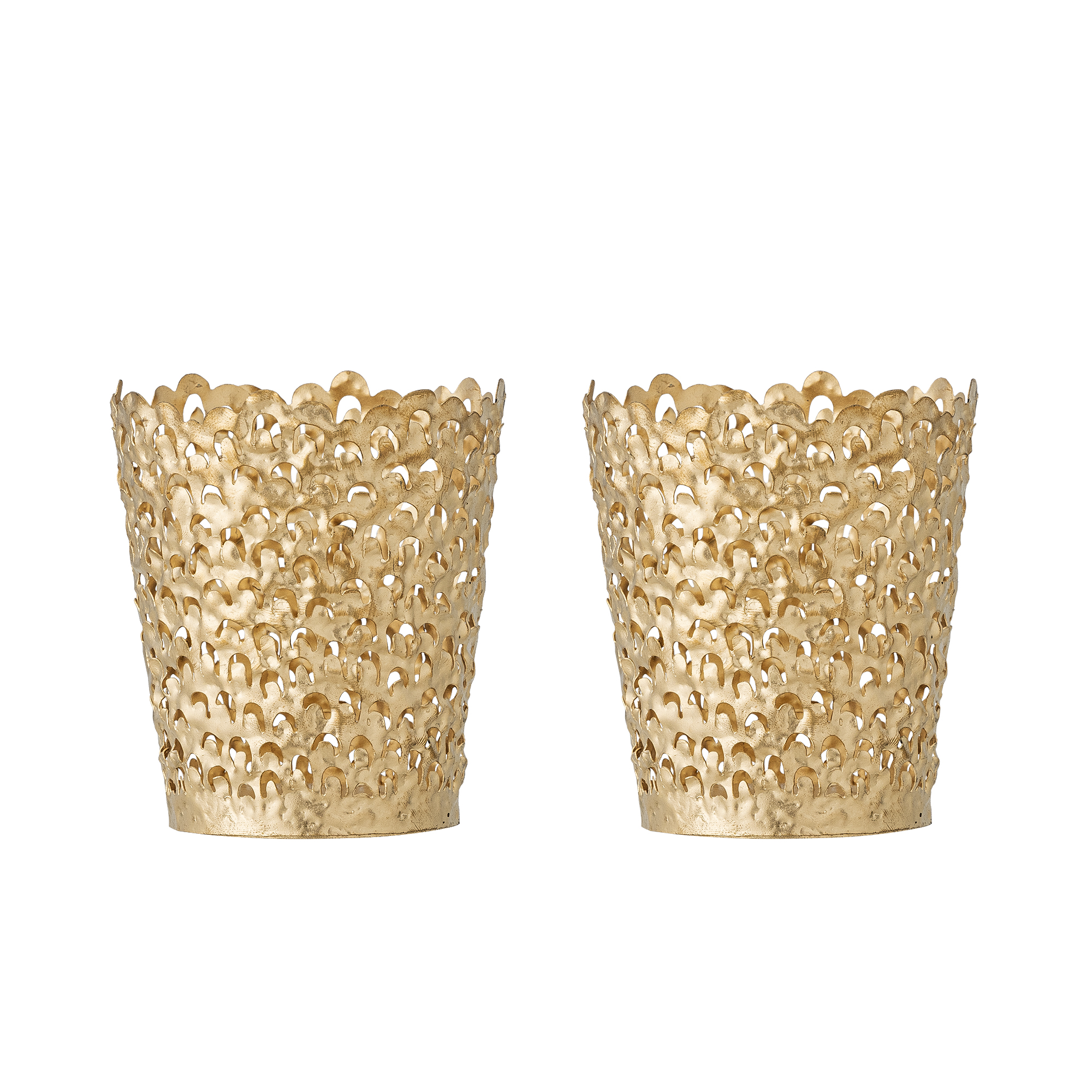 Bloomingville - Mizou Fyrfadsstage, Guld, Metal, D7,5xH8,5 cm, Set of 2