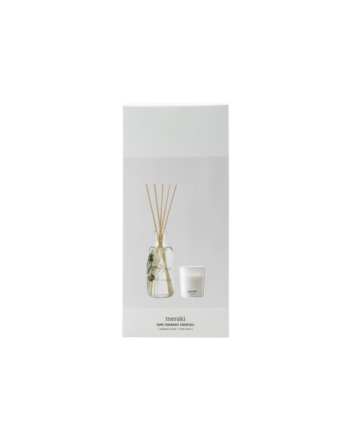 Meraki - Gift box, Verbena Drizzle Diffuser + Fresh Linen Scented Candle 60 G., 240|60 ml|g