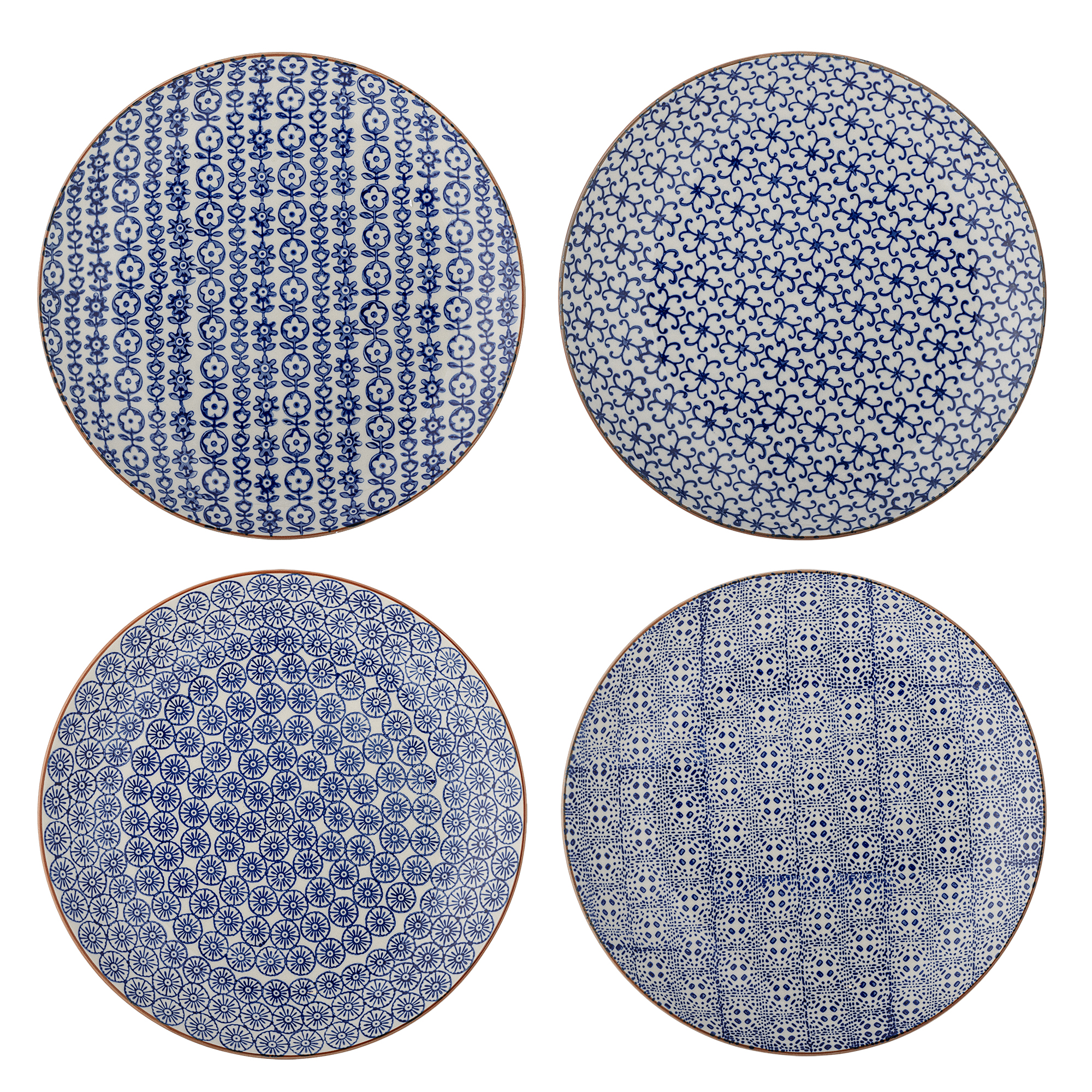 Bloomingville - Karine Tallerken, Blå, Stentøj, D25xH2,5 cm, Set of 4