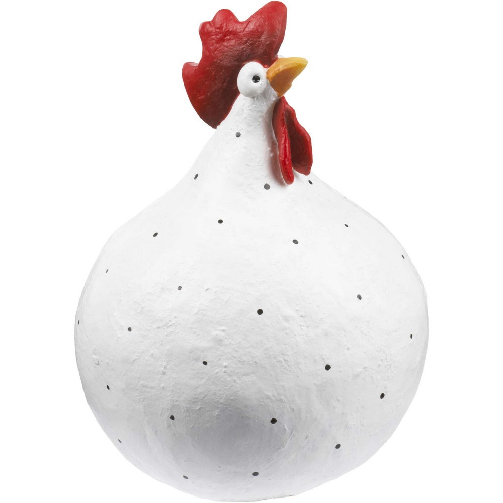 Se Høne i hvid med sorte prikker - Fin til hverdag eller påske - størrelse Mellem 9,6 cm hos Rikki Tikki Shop