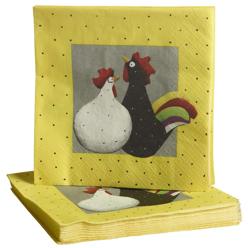 Paper napkins Hen & Rooster 20 stk 33x33cm Paper napkins Hen & Rooster 20 stk 33x33cm