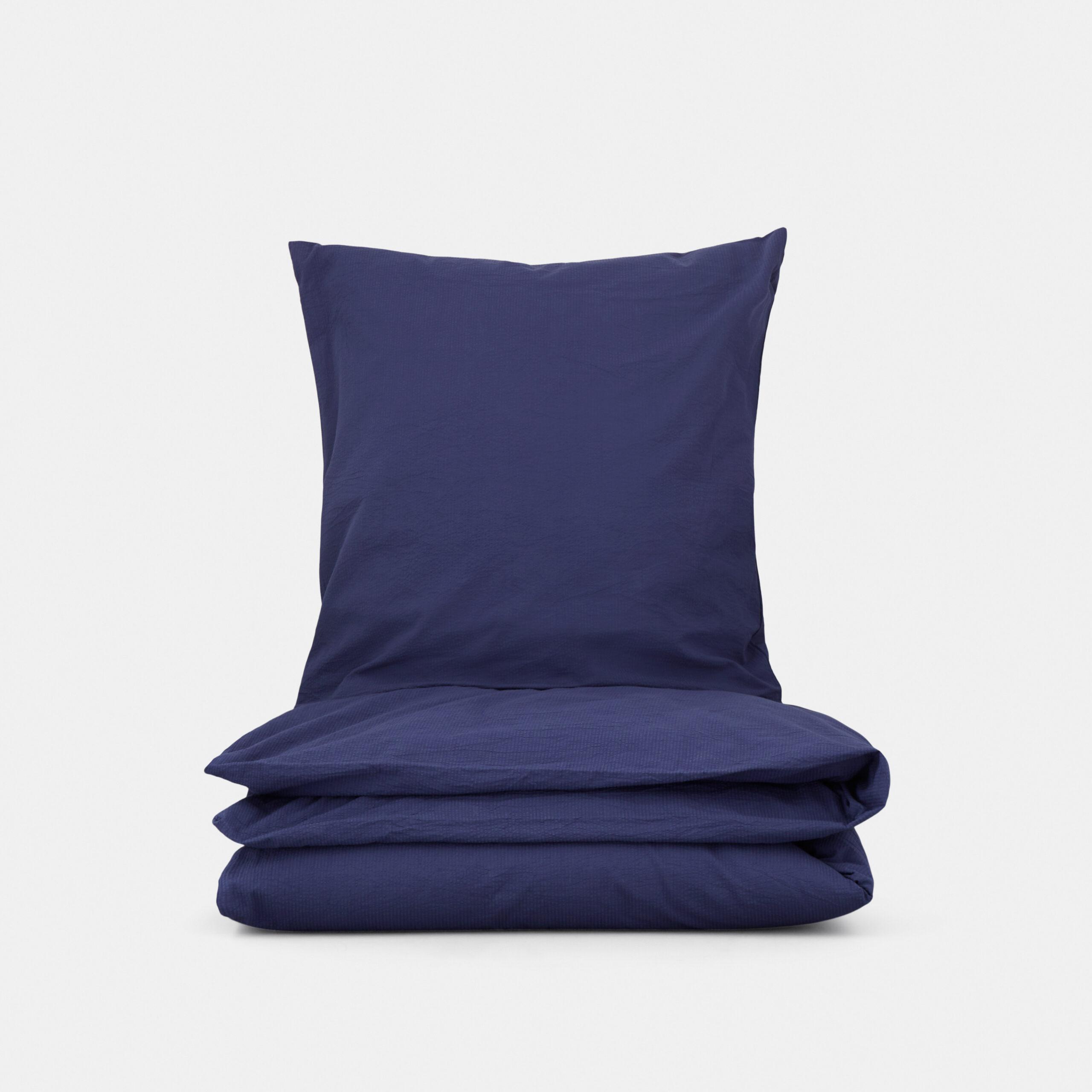 Engholm Textiles - Sengesæt Seersuker Emma 140x220Cm Dark Blue