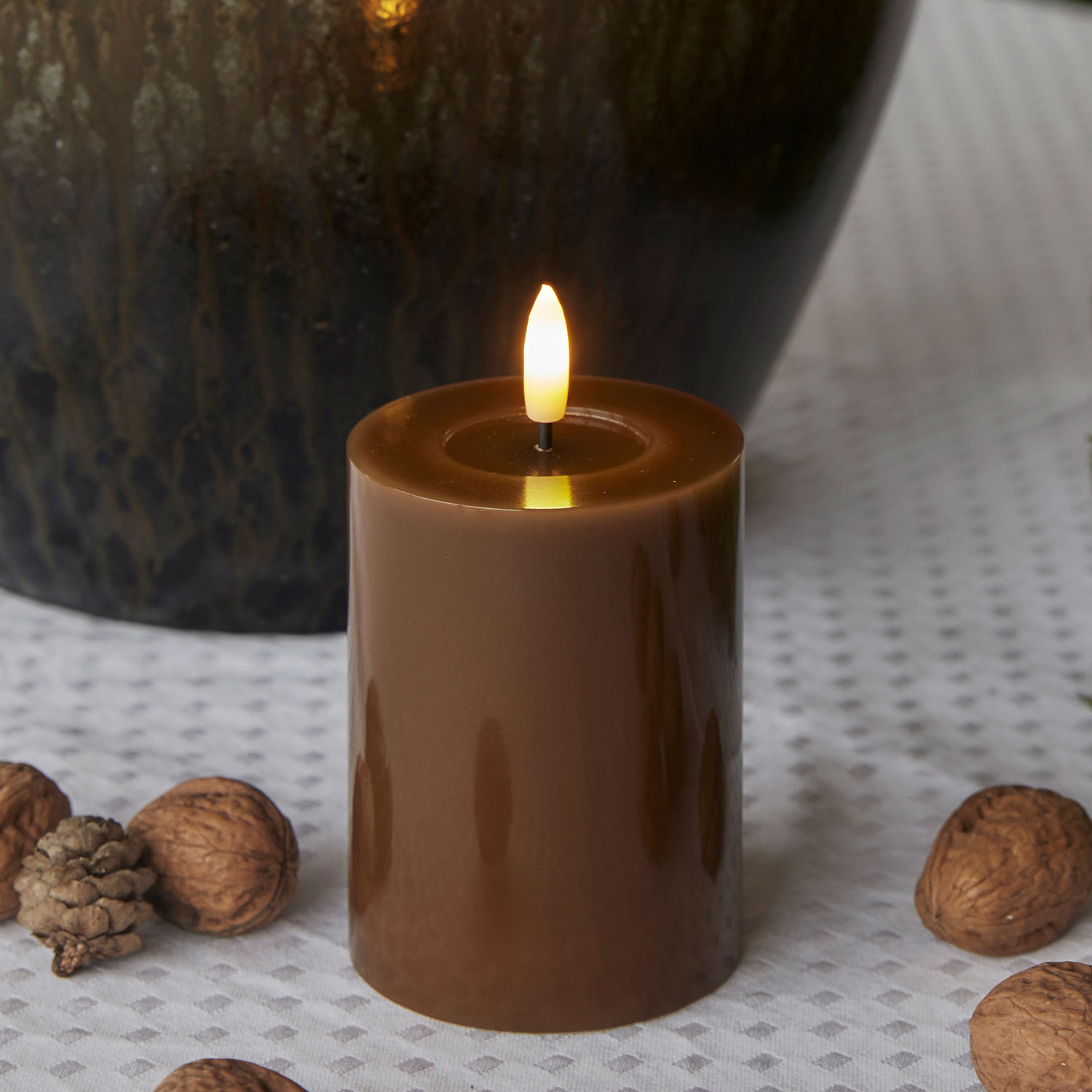 Lys, Sirius Sille Lacquer, LED, HxØ 10 x 7,5 cm, toffee