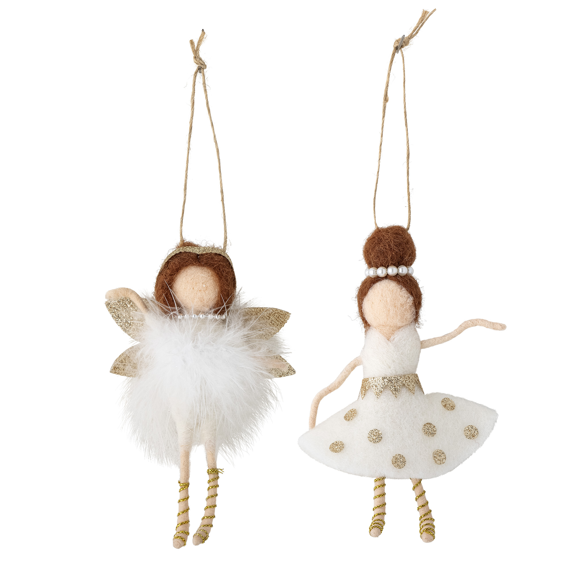Bloomingville - Liuka Ornament, Hvid, Uld, H14xW11 cm, Set of 2