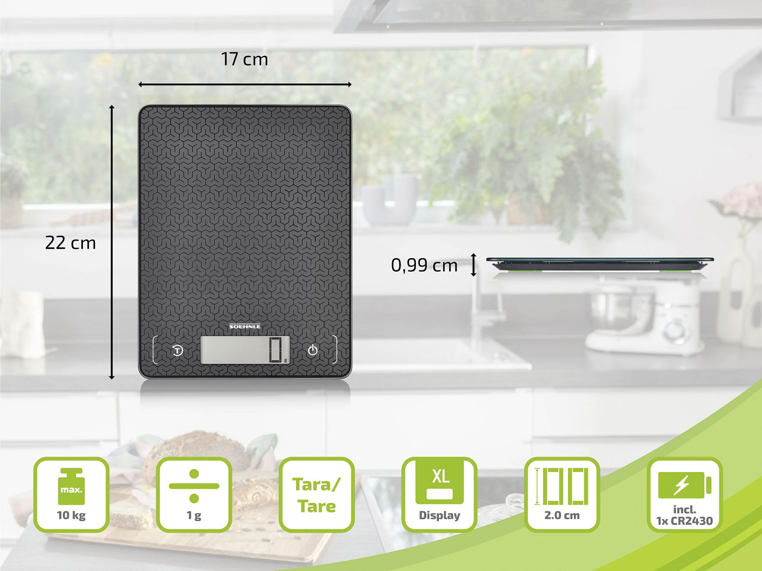 Soehnle - Køkkenvægt Page Comfort Mosaic Sort