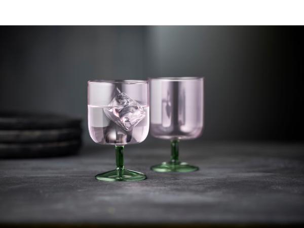 Lyngby Glas Torino Vinglas 30 cl 2 stk. Pink/Grøn