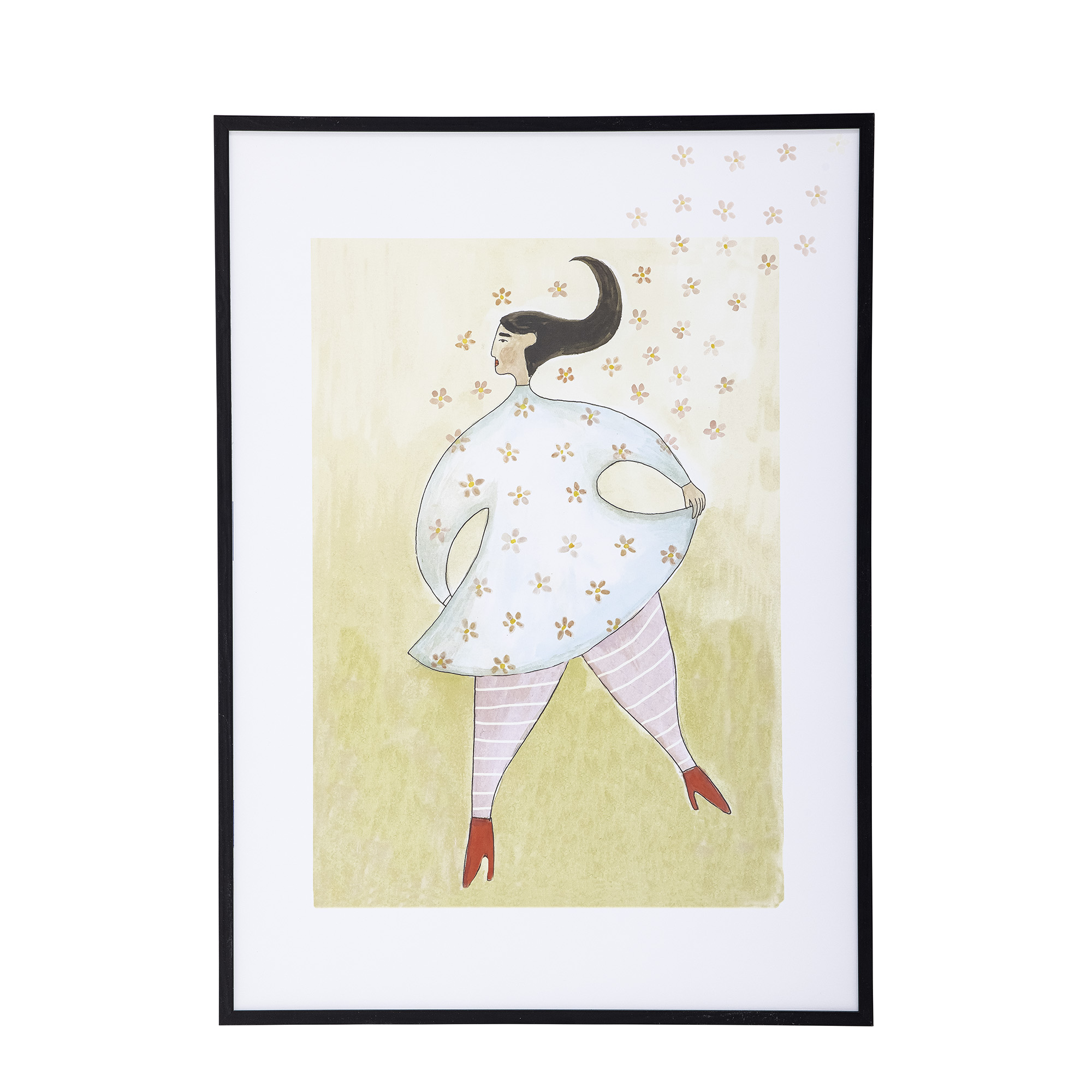 Bloomingville - Ajo Illustration med ramme, Multifarvet, Fyr, L52xH72xW1 cm