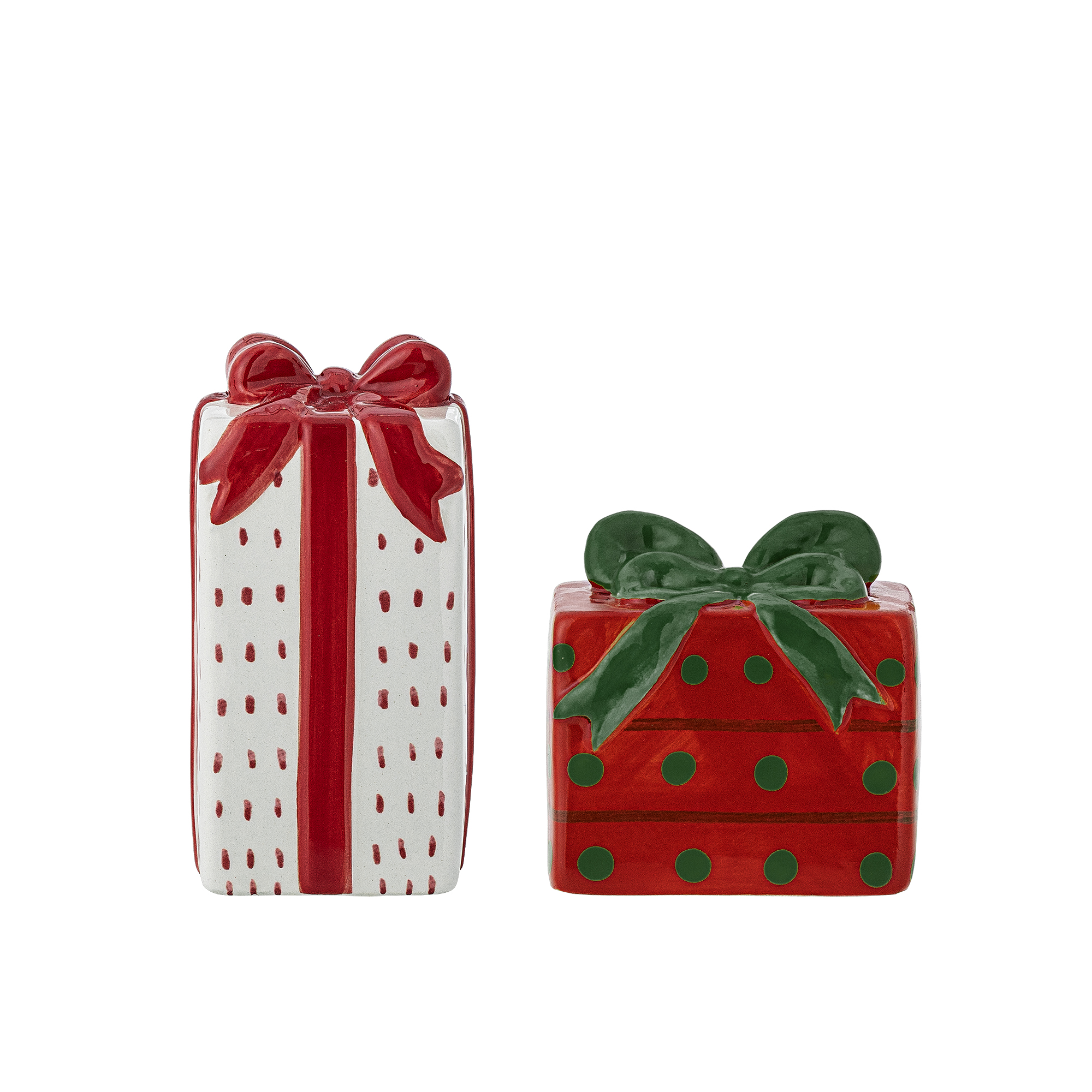 Bloomingville - Marnia Salt & Pebersæt, Multifarvet, Keramik, L6,5xH4,5xW6,5 cm, Set of 2