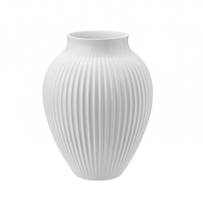 Knabstrup, vase, riller hvid, 20 cm