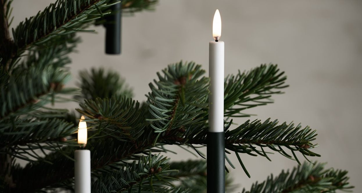 LED mini taper juletræslys, hvid 9-pak inkl fjernbetjening