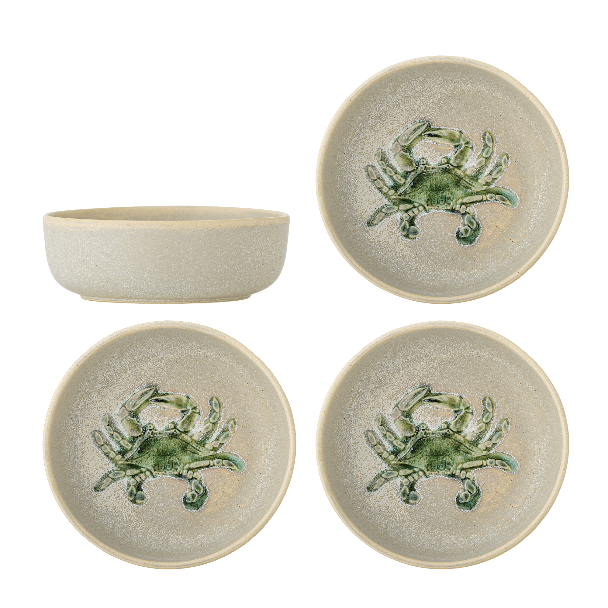 Bloomingville - Hadden Skål, Grøn, Stentøj, D14,5xH5 cm, Set of 4 billede