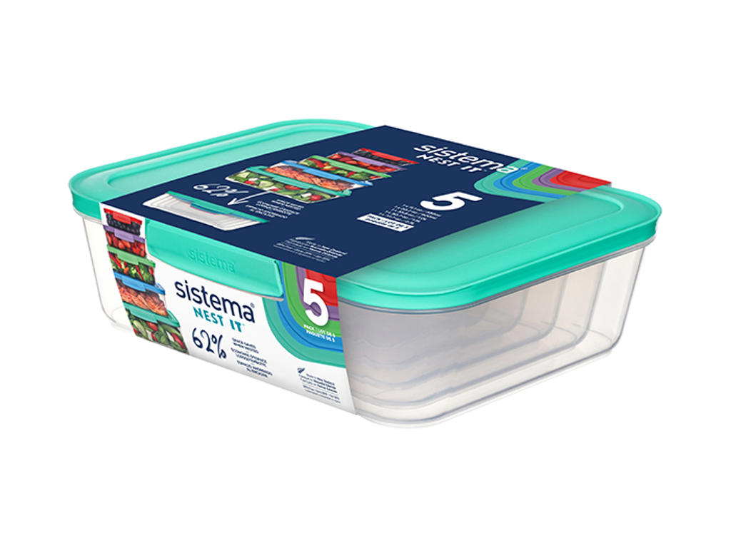 Sistema - Nest It 5Pack 1 x 330ml, 1 x 600ml, 1 x 1L, 1 x 1.5L, 1 x 2.3L billede