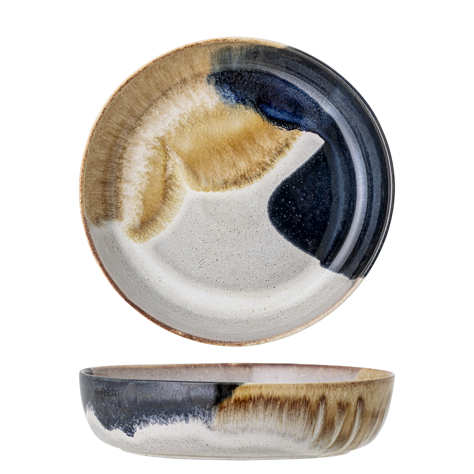 Bloomingville - Jules Skål, Blå, Stentøj, D25xH6,5 cm billede