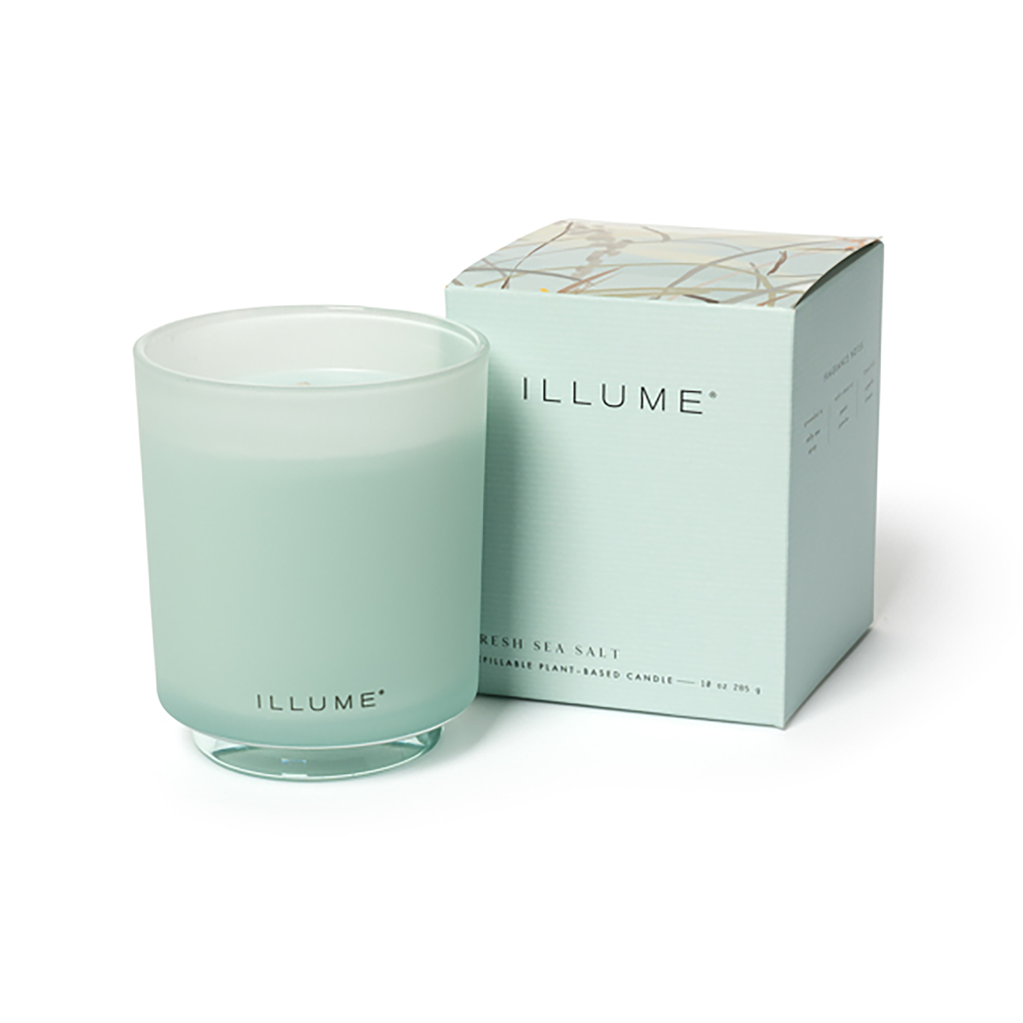 Bloomingville - Fresh Sea Salt Box Glass Candle, Grøn,, 285 G. - 50 Hours - D9xH10,7 cm
