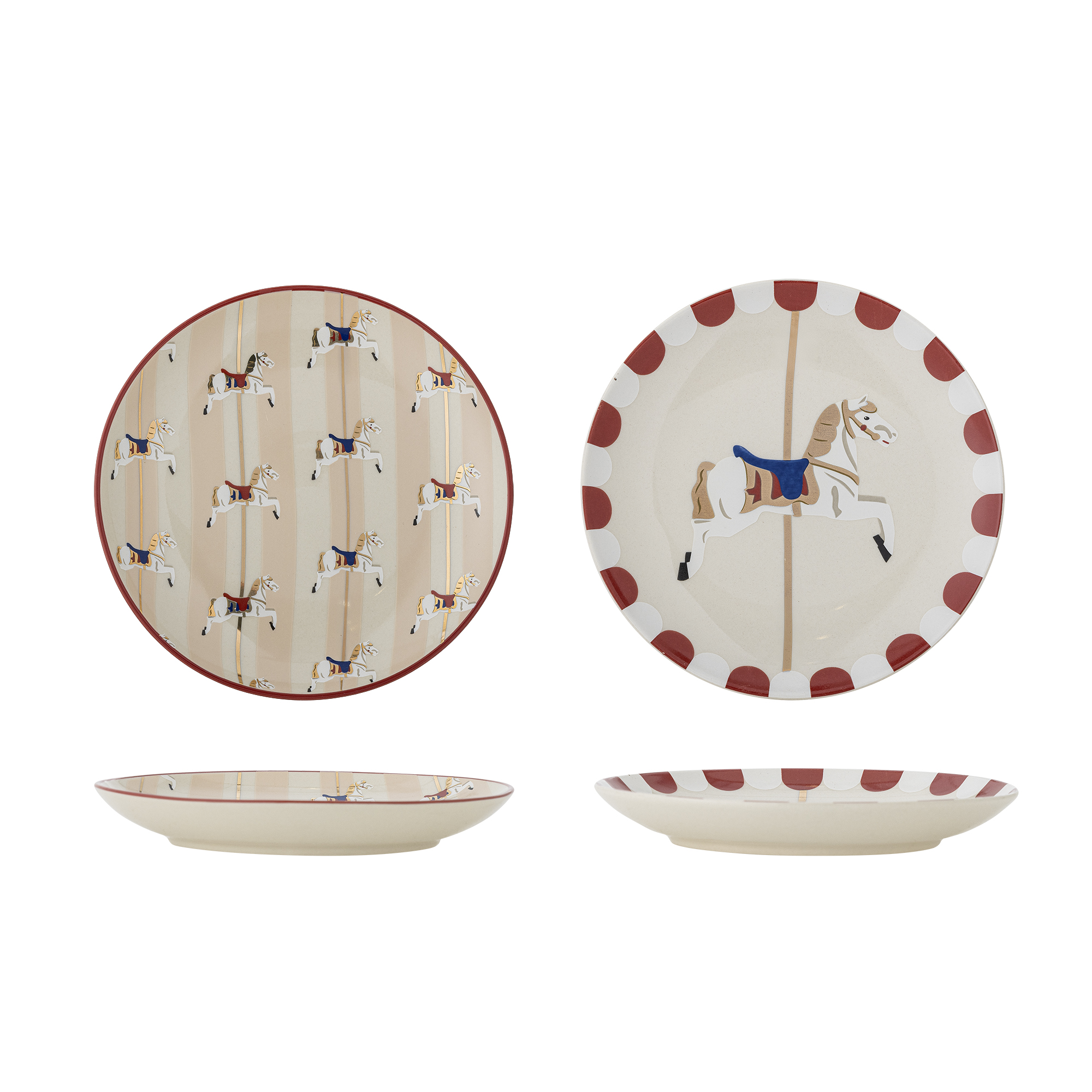Bloomingville - Merry-go-round Tallerken, Multifarvet, Stentøj, D16xH3 cm, Set of 2