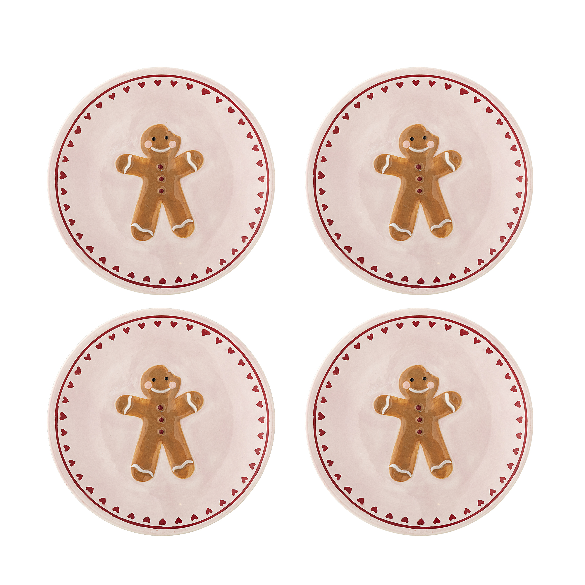 Bloomingville - Binna Tallerken, Rosa, Stentøj, D16xH1,5 cm, Set of 4