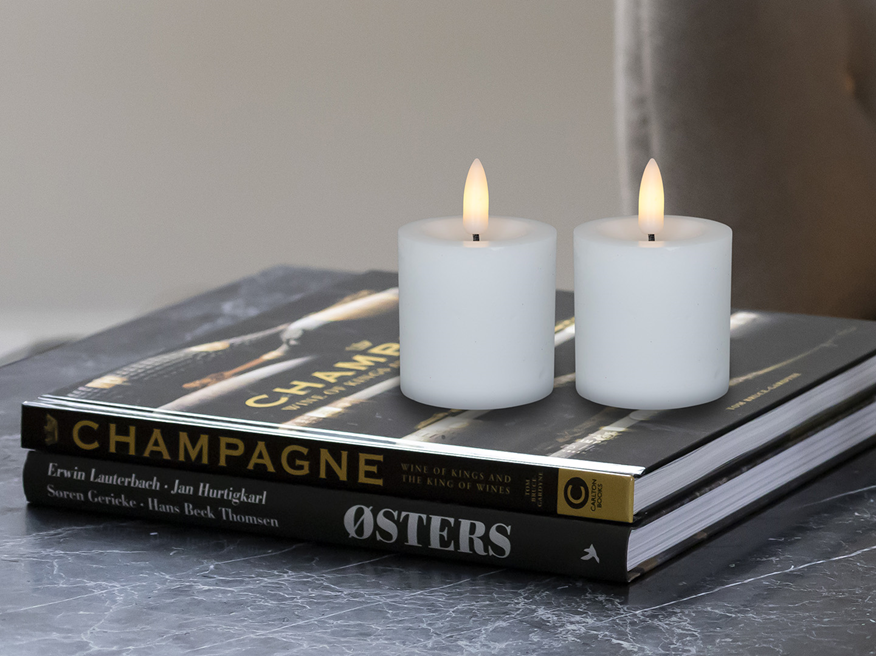 Skandi - LED Mini Bloklys - 2 Pak - Ø5 cm - Hvid