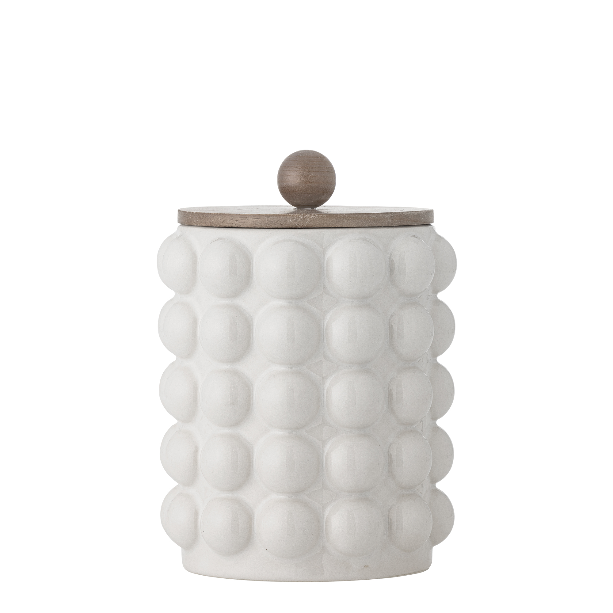 Bloomingville - Madge Krukke m/låg, Hvid, Stentøj, D15xH21 cm