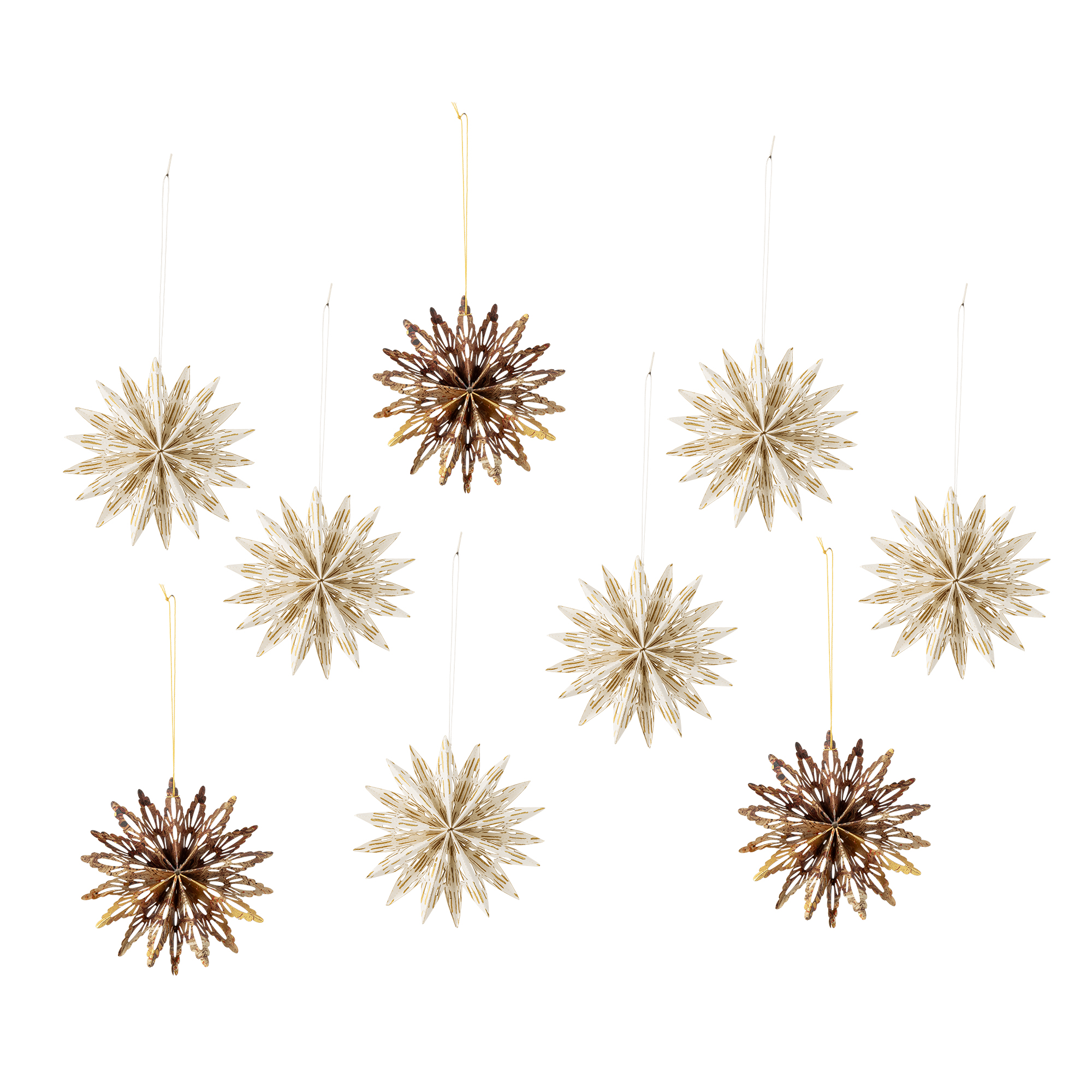 Bloomingville - Star Ornament, Natur, FSC® Mix, Papir, D10 cm, Pack of 9 billede