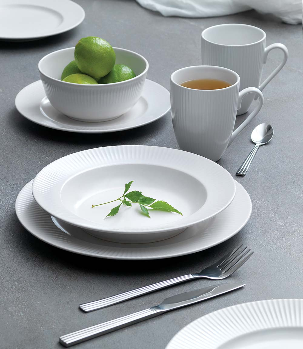 Groovy - middags tallerken, porcelæn, hvid, 26,5 cm