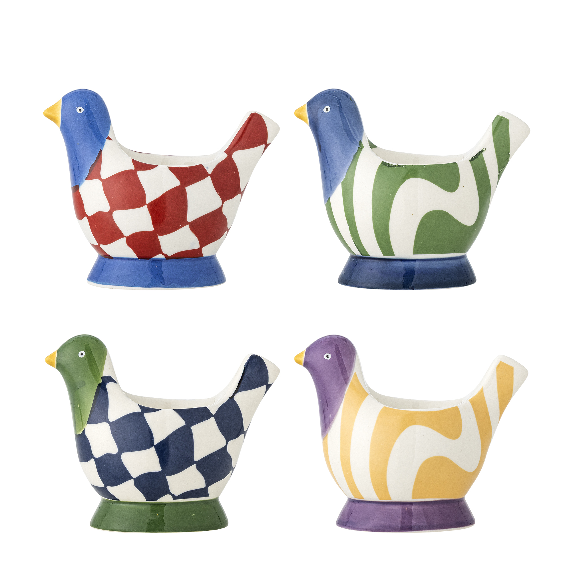 Bloomingville - Birdy Æggebæger, Multifarvet, Stentøj, L8xH8 cm, Set of 4
