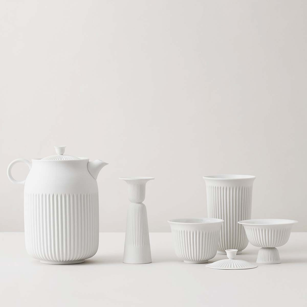Tsè Tekandelåg Ø7,5 cm hvid porcelæn
