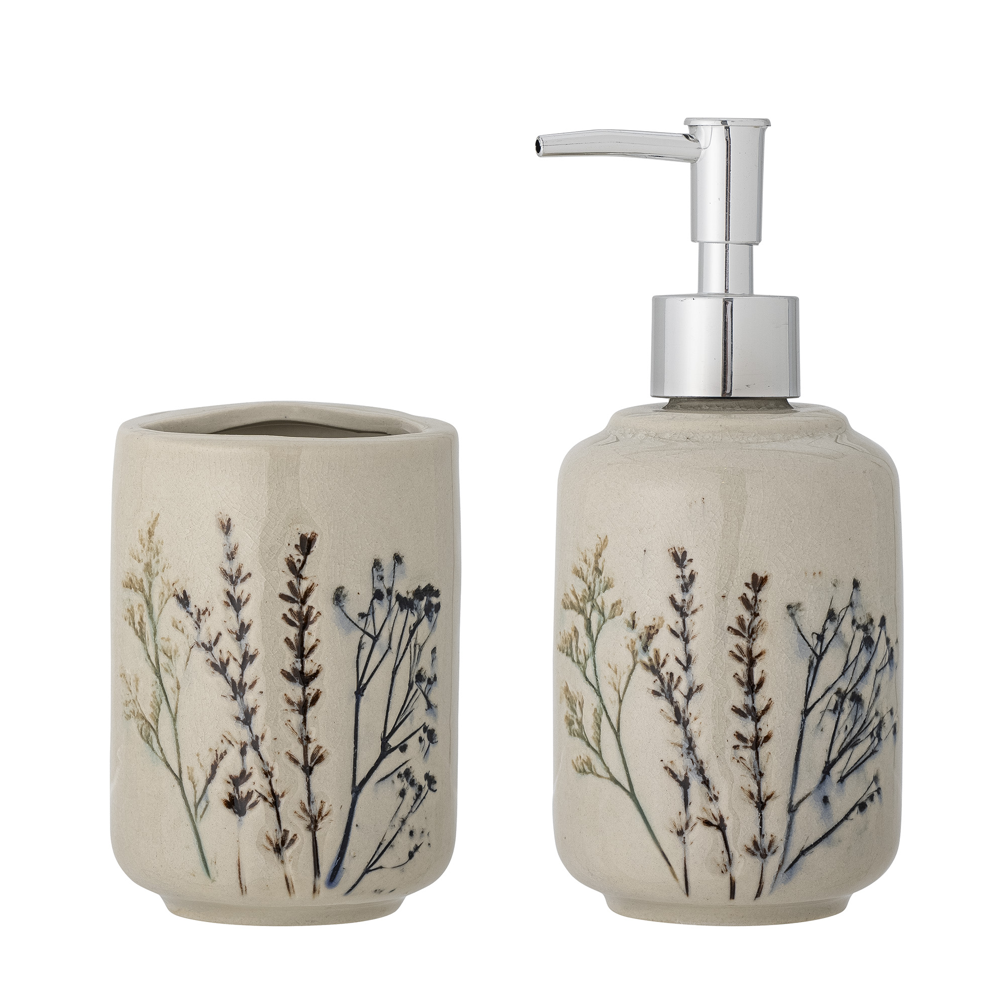 Bloomingville - Bea Sæbedispensersæt, Natur, Stentøj, D8xH11/D8xH18 cm, Set of 2