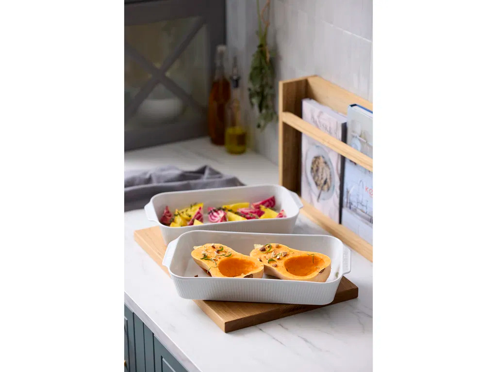 Pillivuyt Plissé Fadsæt dybt 35 x 19 cm + 38 x 21 cm 2 stk. Hvid