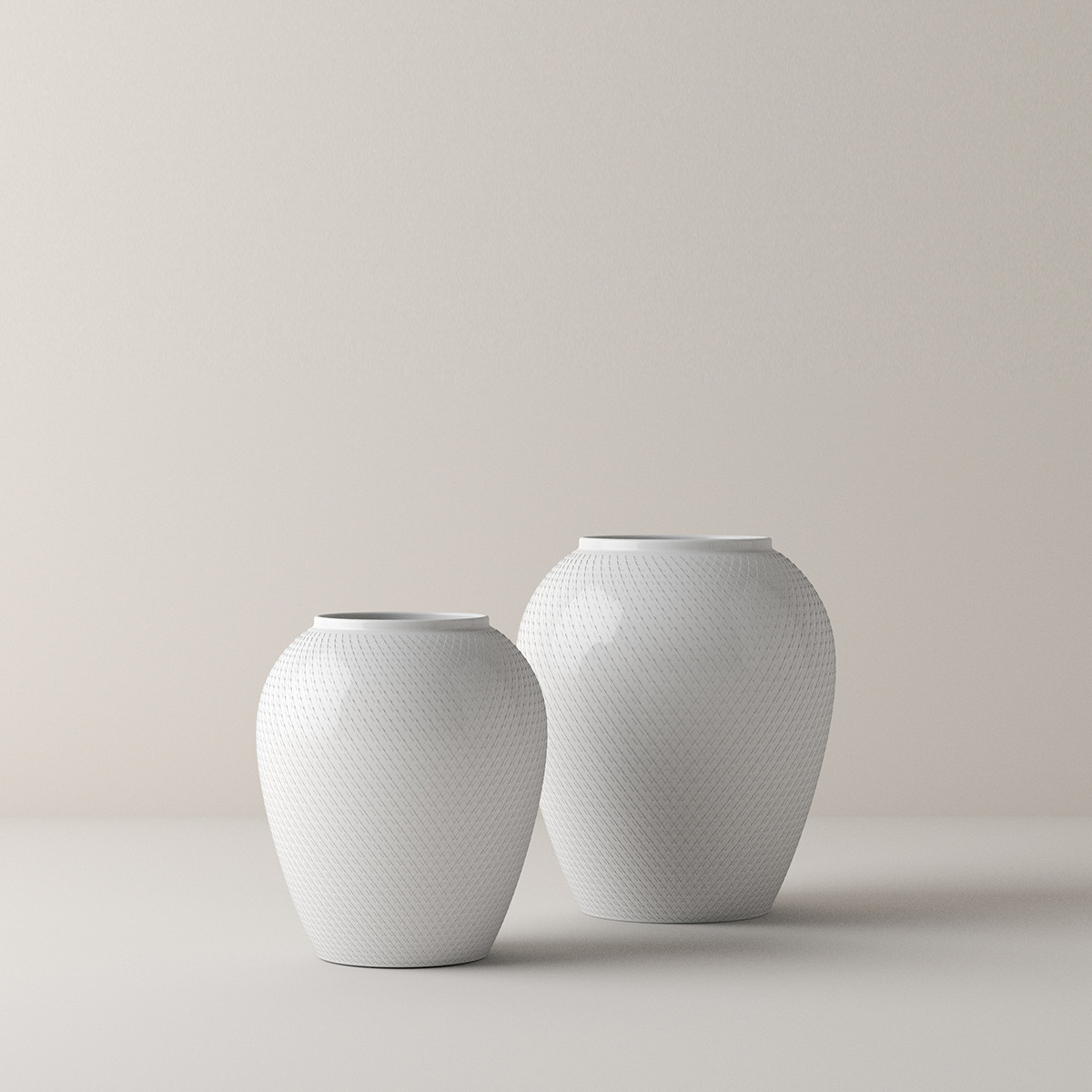 Rhombe Vase H25 cm hvid porcelæn