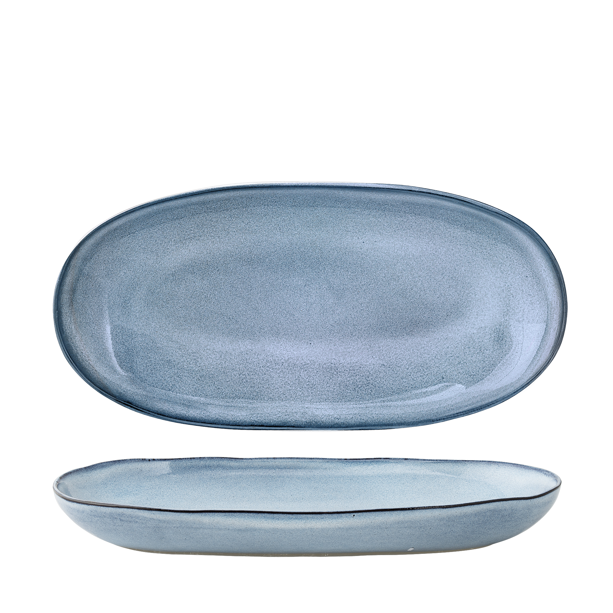 Bloomingville - Sandrine Serveringsfad, Blå, Stentøj, L34xW16 cm billede