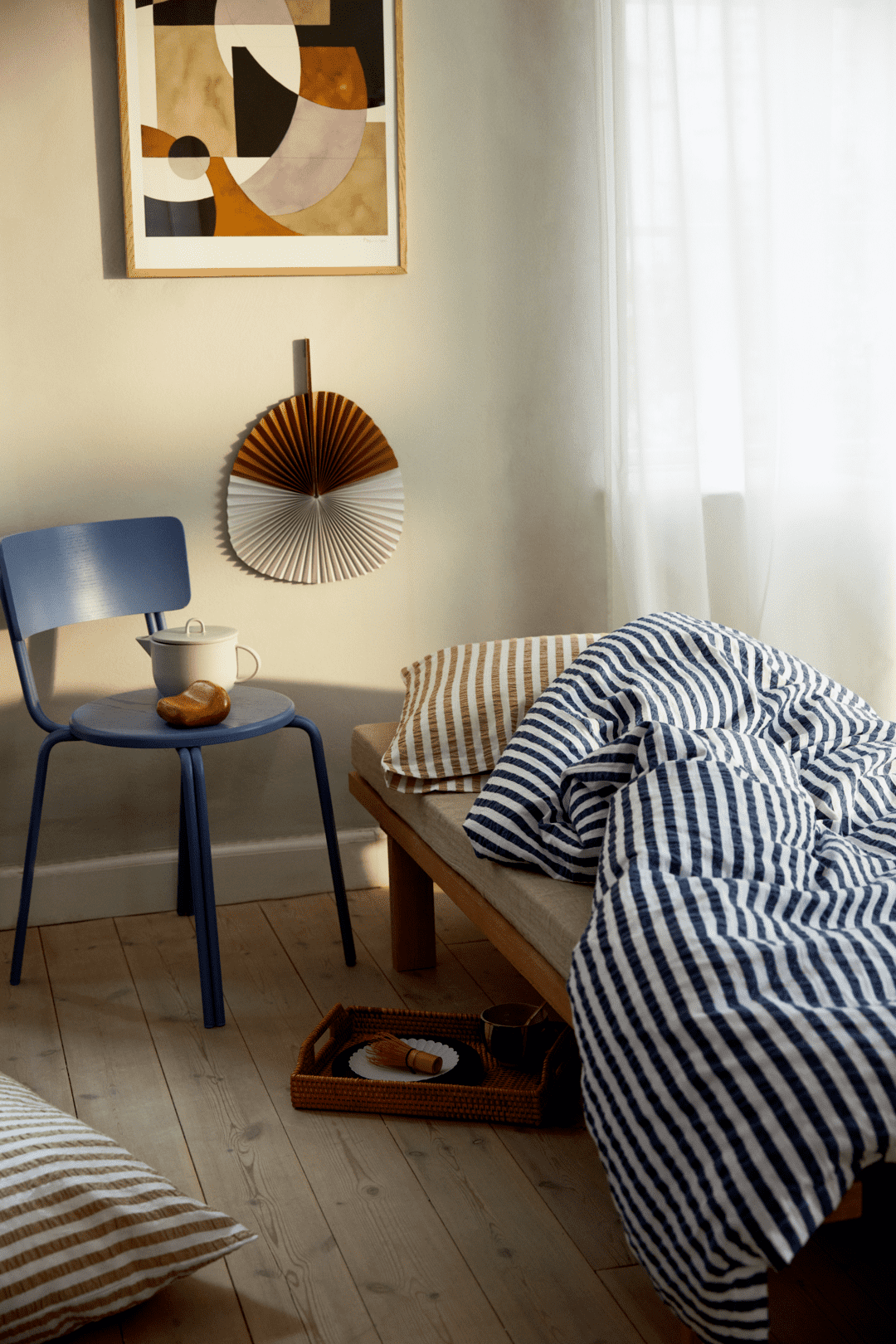 Bæk & Bølge Lines Sengetøj 200x220 cm mørk blå/hvid*